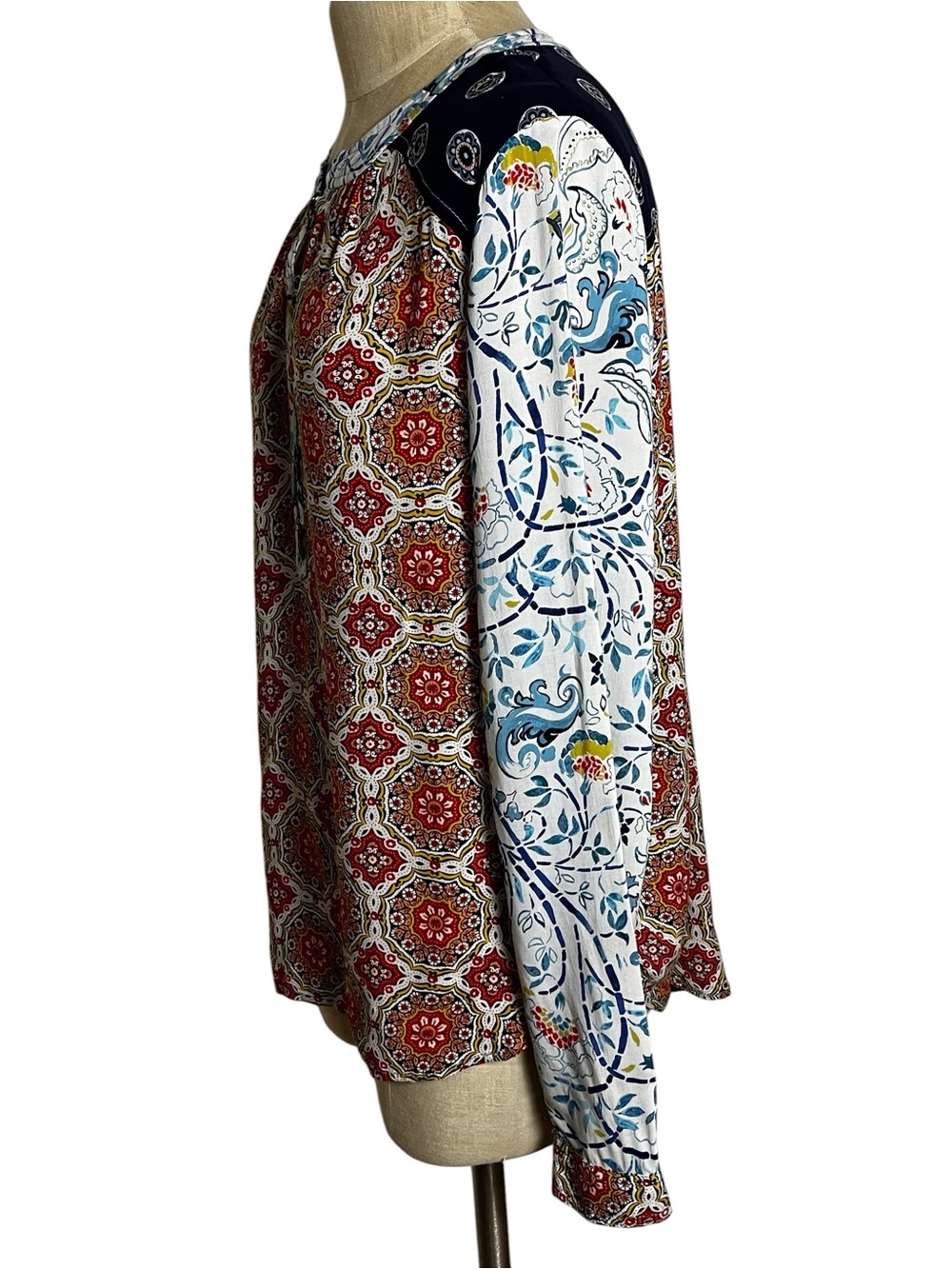 Maeve Anthropologie Mixed Print Boho Medallion Blouse Top Size 12 - Picture 7 of 11